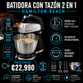 Batidora con tazón 2 en 1 Hamilton Beach