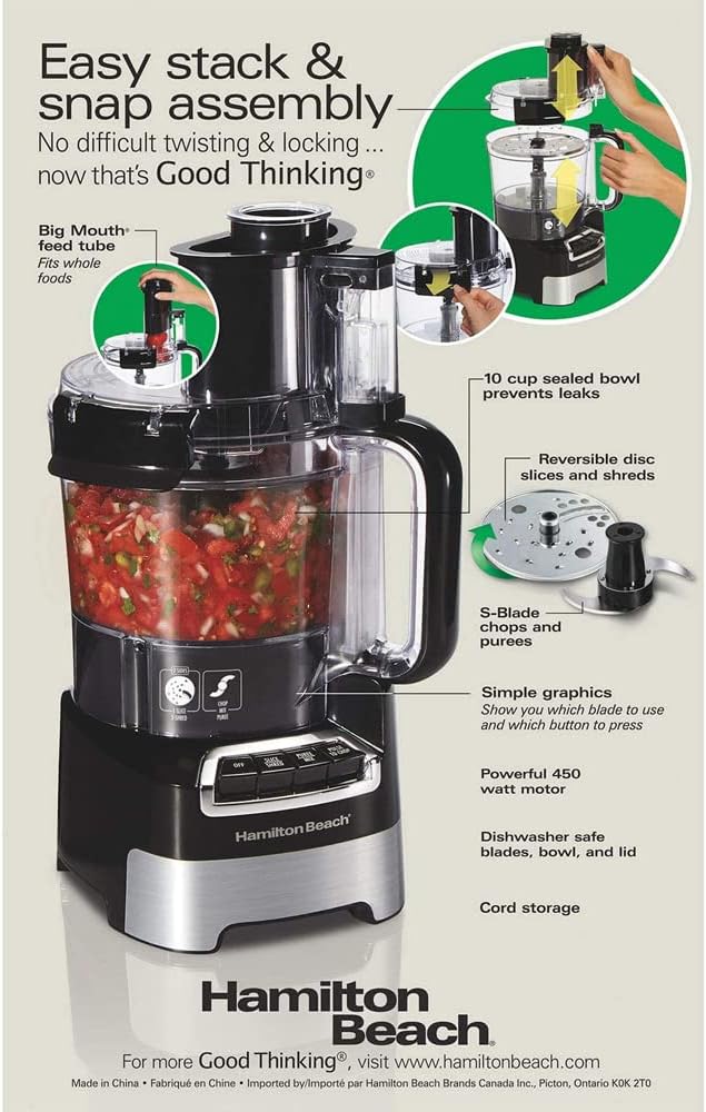 Procesador de alimentos 10 tazas 450W Hamilton Beach