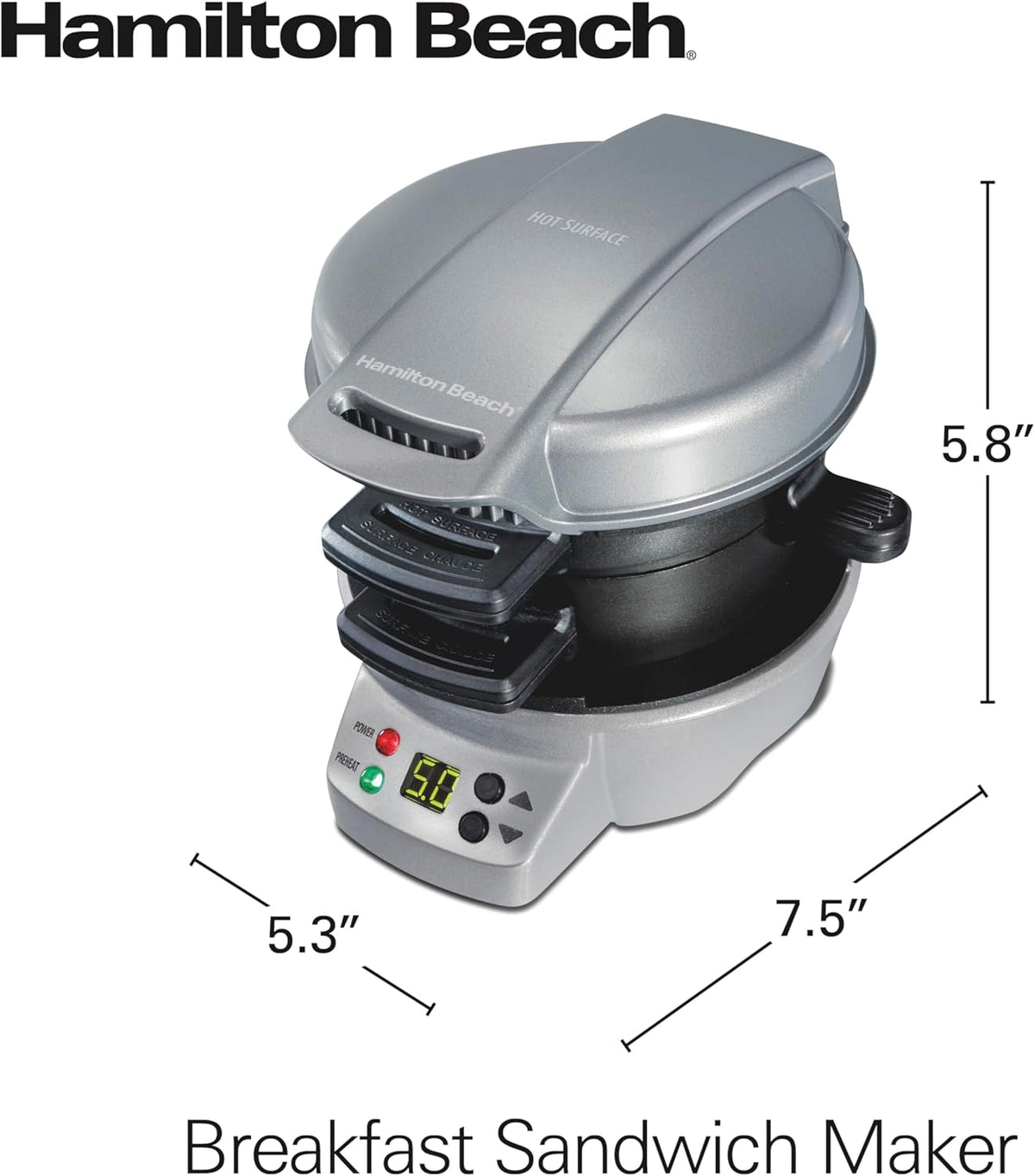 Máquina de sándwiches 700W Hamilton Beach