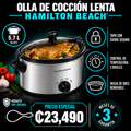 Olla de cocción lenta 5.7L con seguro de transporte Hamilton Beach