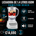 Licuadora de 1.4 litros 650W Hamilton Beach