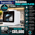 Lavador y Secador de platos Portátil Hermitlux de Encimera con 7 Programas de Lavado