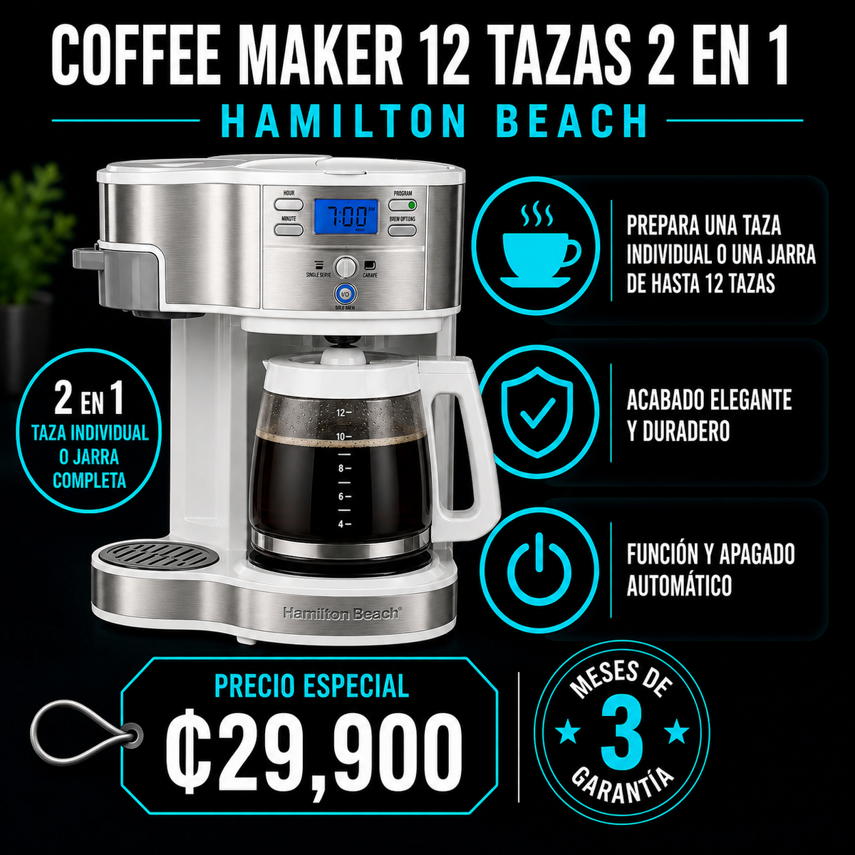 Coffee Maker 12 tazas 2 en 1 Hamilton Beach