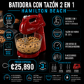 Batidora con tazón 2 en 1 Hamilton Beach