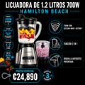 Licuadora 2 en 1 de 1.2 litros 700W Hamilton Beach