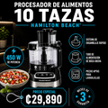 Procesador de alimentos 10 tazas 450W Hamilton Beach