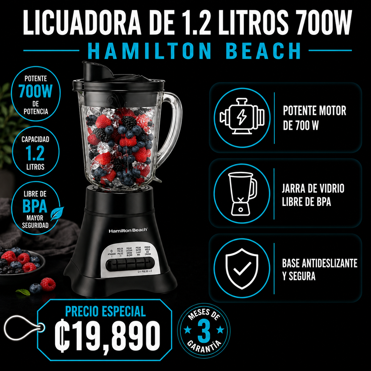 Licuadora de 1.2 litros 700W Hamilton Beach