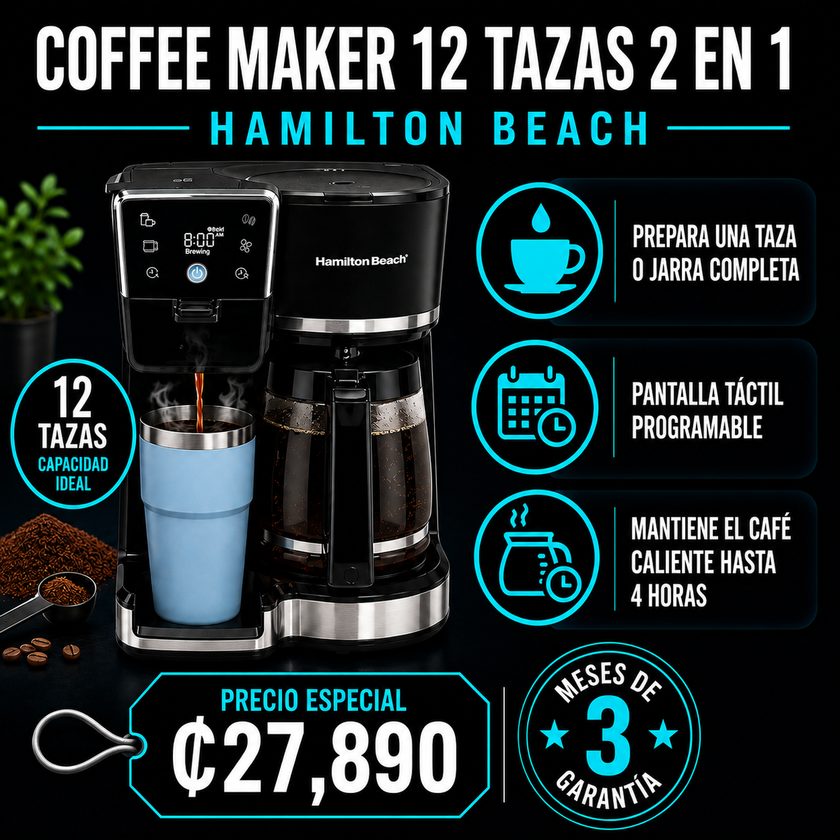 Coffee Maker 12 tazas 2 en 1 Hamilton Beach